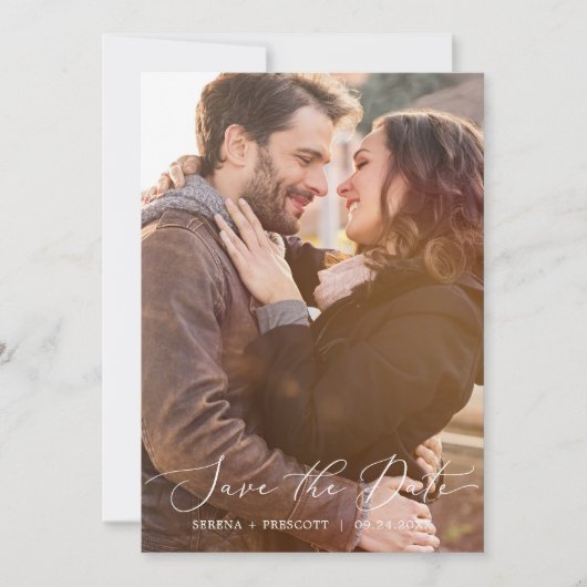 Zwarte donkere foto-sjabloon verwijderen Datum ops Save The Date (Voorkant)