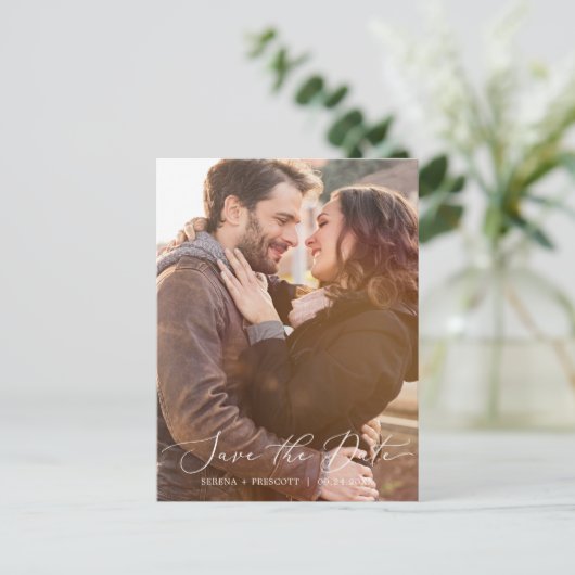 Zwarte donkere foto-sjabloon verwijderen Datum ops Uitnodiging Briefkaart (Staand voorkant)