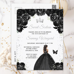 Zwarte Donkere Huid Prinses Sweet Sixteen Briefkaart