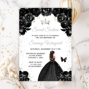 Zwarte Donkere Huid Prinses Sweet Sixteen Kaart