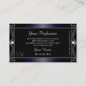 Zwarte Donkere  mousserende diamanten Initialen Visitekaartje (Achterkant)