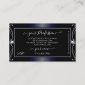 Zwarte Donkere mousserende diamanten Initialen Visitekaartje (Achterkant)