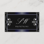 Zwarte Donkere mousserende diamanten Initialen Visitekaartje (Voorkant)