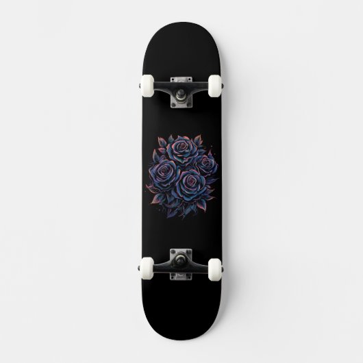 Zwarte Donkere Roos Bloem Persoonlijk Skateboard (Voorkant)