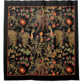 Zwarte, donkere vogels bloemen bloemen, bosfee douchegordijn (Voorkant)