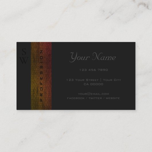 Zwarte, donkergrijze rode, gele kleuren met Initia Visitekaartje (Achterkant)