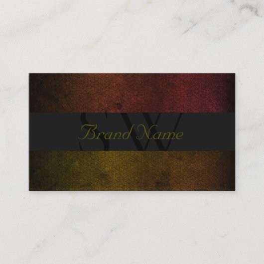 Zwarte, donkergrijze rode, gele kleuren met Initia Visitekaartje (Voorkant)