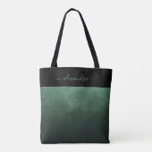 Zwarte Donkergroene ombre rustige elegant op maat Tote Bag (Achterkant)