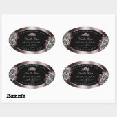 Zwarte donkerrode etiketten met zilveren Lijsten R (Vel)