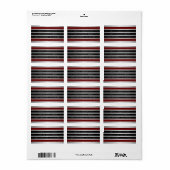 Zwarte, donkerrode strepen en zwarte zilver | Adre Etiket (Full Sheet)
