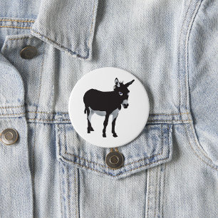 Zwarte Donkey Ronde Button 7,6 Cm