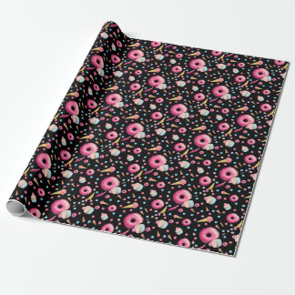 Zwarte Donut Collage Cadeaupapier