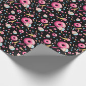 Zwarte Donut Collage Cadeaupapier (Hoek)