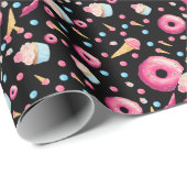 Zwarte Donut Collage Cadeaupapier (Rol Hoek)