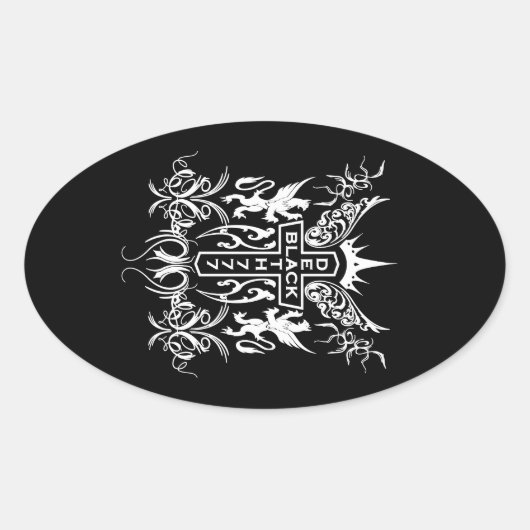 Zwarte Dood 777 - Kruis Ovale Sticker (Voorkant)