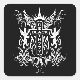 Zwarte Dood 777 - Kruis Vierkante Sticker