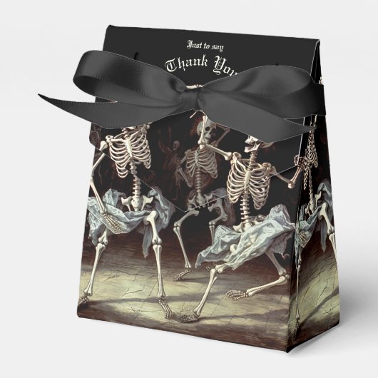 Zwarte Dood Dansende Skeletten Halloween Bedankdoosjes (Voorkant Zijde)