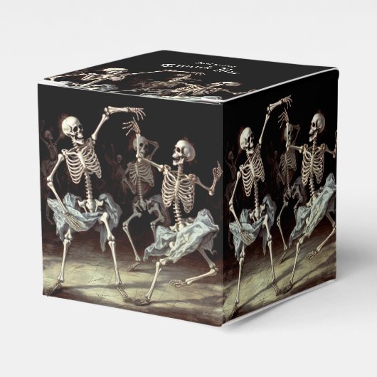 Zwarte Dood Dansende Skeletten Halloween Bedankdoosjes (Voorkant Zijde)