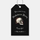 Zwarte Dood Dansende Skeletten Halloween Cadeaulabel (Voorkant)