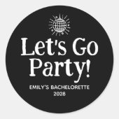 Zwarte Doodle Disco Bal Bachlorette Feest Clas Ronde Sticker (Voorkant)