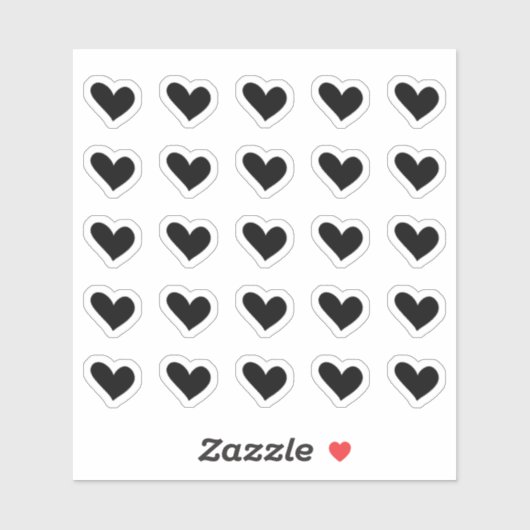Zwarte Doodle Heart Stickers (Vel)