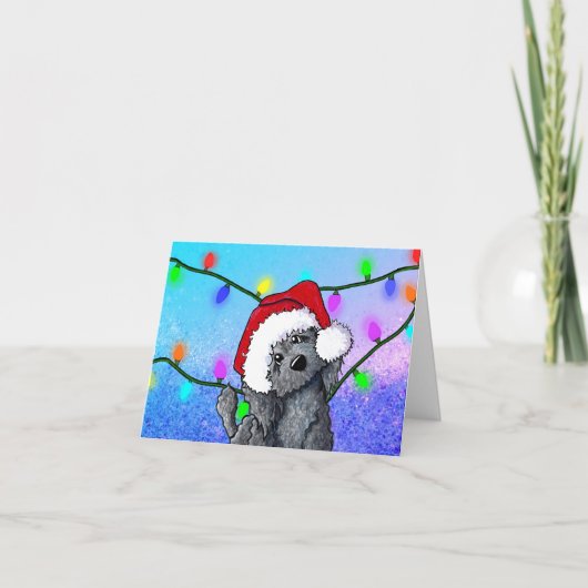 Zwarte Doodle Hond Kerstkaart Feestdagen Kaart (Voorkant)