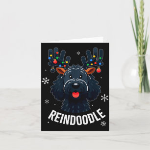 Zwarte Doodle Hond Reindoodle Rendier Doodle Kerst Kaart