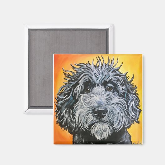 Zwarte doodle magneet (Voorkant / Achterkant)