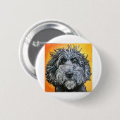 Zwarte doodle ronde button 5,7 cm (Voorkant /achterkant)