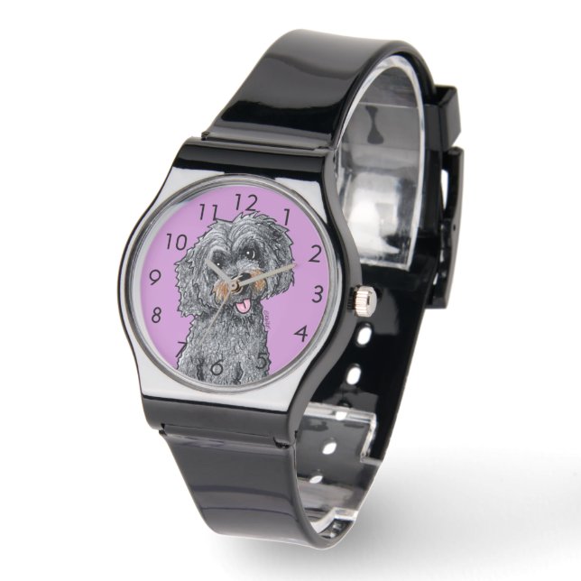 Zwarte DOODLEMOJI Horloge (Hoek)