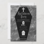 Zwarte doodskist grafsteen gotische Halloween Part Kaart (Voorkant)