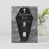 Zwarte doodskist grafsteen gotische Halloween Part Kaart (Staand voorkant)