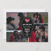 Zwarte doodskist tot de dood Hart Gothic Foto Save The Date (Voorkant)