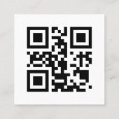 Zwarte doopvont, qr code en symbolen op witte acht vierkante visitekaartje (Achterkant)