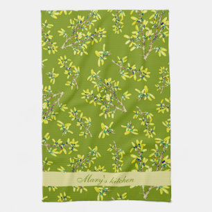 Zwarte doorn groen theedoek