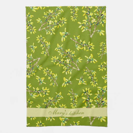 Zwarte doorn groen theedoek (Verticaal)