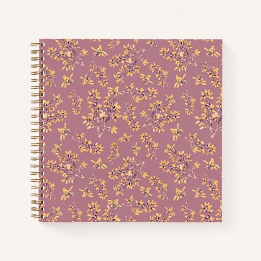 Zwarte doorn takken paars geel notitieboek (Voorkant)