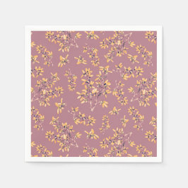 Zwarte doorn takken paars geel servet