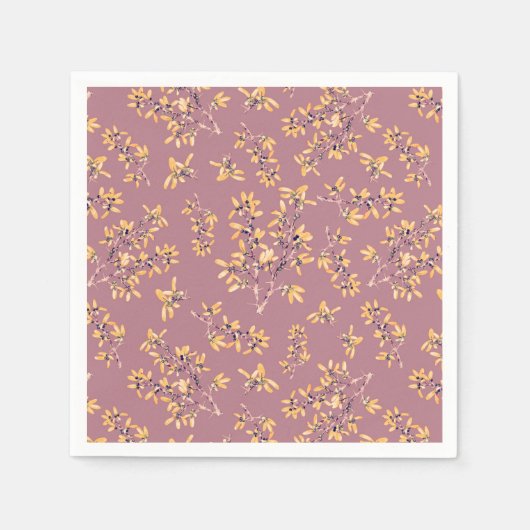 Zwarte doorn takken paars geel servet (Voorkant)