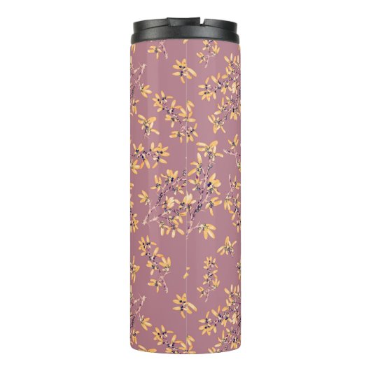 Zwarte doorn takken paars geel thermosbeker (Achterkant)