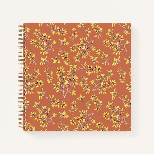 Zwarte doorn vertakt herfstkleuren notitieboek (Voorkant)
