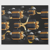 Zwarte doos met cadeaus en goudpit papier met pit (Vlak)