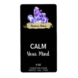 Zwarte doos met kristal-witch-labels etiket