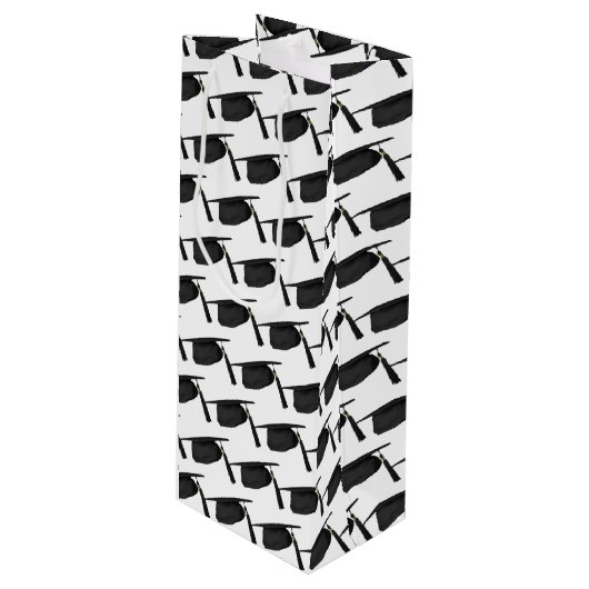 zwarte dopjes met tassel wijn cadeautas (Voorkant Gekanteld)