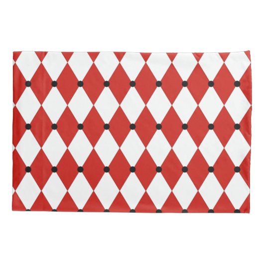 Zwarte Dot Red en witte Harlequin Kussensloop (Achterkant-Links)