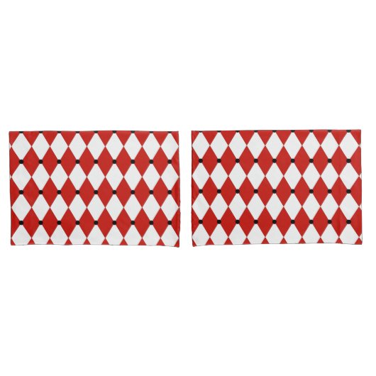 Zwarte Dot Red en witte Harlequin Kussensloop (Voorkant-Set)