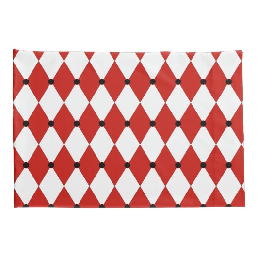 Zwarte Dot Red en witte Harlequin Kussensloop (Achterkant-Rechts)