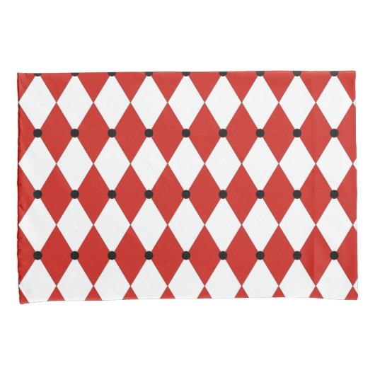 Zwarte Dot Red en witte Harlequin Kussensloop (Voorkant-Rechts)