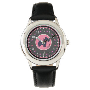 Zwarte Douanenaam van de Dog roze Horloge
