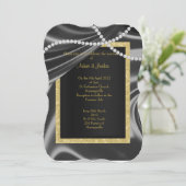 ZWARTE DOUANESTEUN, DIAMOND ELEGANT KLASSE WEDING KAART (Staand voorkant)